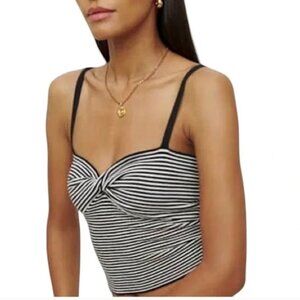 Reformation Lorenzo Gossamer Stripe Organic Cotton Sweater Cami Tank Top L